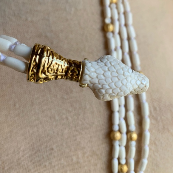 Stunning Multi-Strand Lariat with Hand Craved Snake Head and Tail - Picture 6 of 9